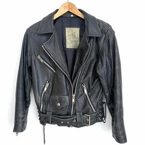 Vintage 1980s Moto Biker Leather Jacket – Women’s S–XS